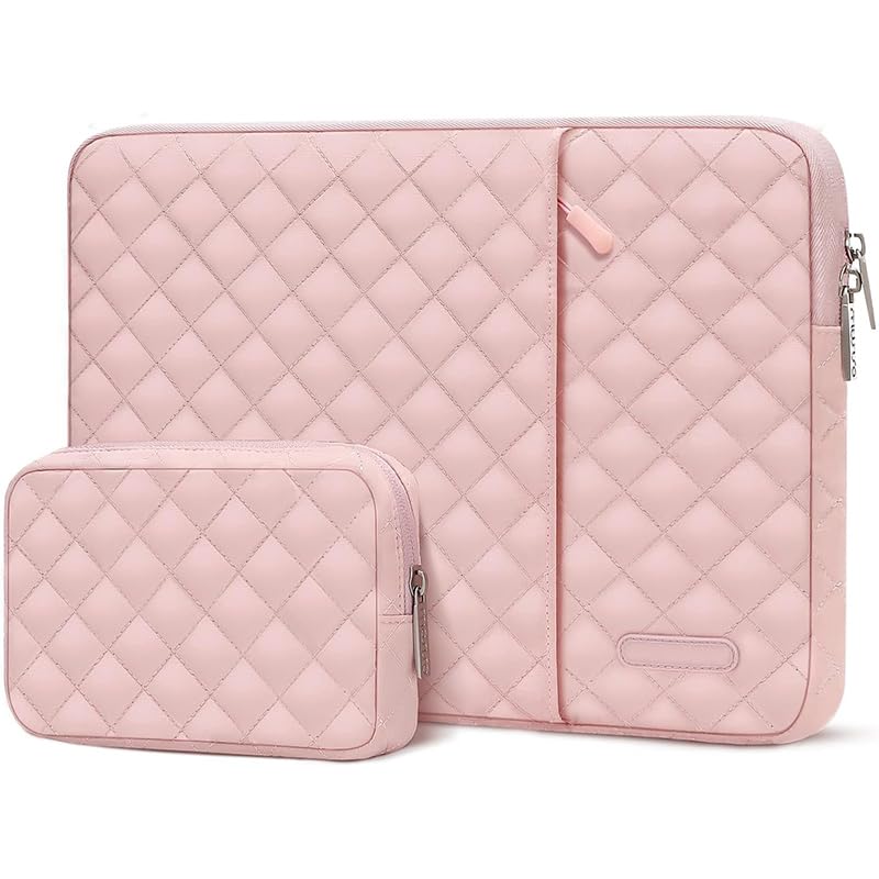 ZORBES® 13'' Laptop Bag & SSD Pouch, Set of 2 Fashion Quilting Padded Laptop Bag with Zipper Compartment, Waterproof Anti-scratch Travel Laptop Bag, Universal Fit for Laptop, Tabletm, Pink ZORBES® 13'' Laptop Bag & SSD Pouch, Set of 2 Fashion Quilting Padded Laptop Bag with Zipper Compartment, Waterproof Anti-scratch Travel Laptop Bag, Universal Fit for Laptop, Tabletm, Pink